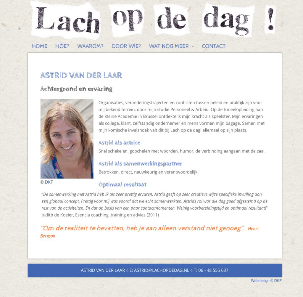 Website van Astrid van der Laar van Lach op de Dag