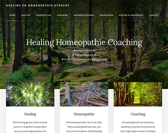 Website Healing en homeopathie van Hanneke Wiegers