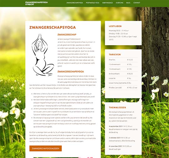 Website over zwangerschapsyoga in Utrecht
