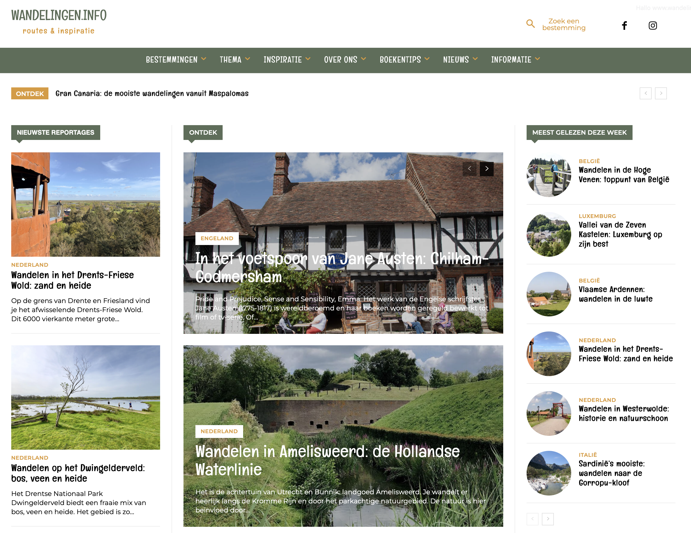 WordPress website over wandelen